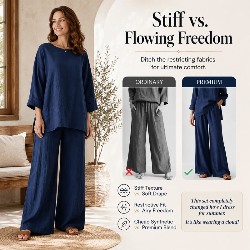 📢📢50%Rabatt!!!🎉✨ Solange der Vorrat reicht! 🌺Zweiteiliges Freizeit-Set für Damen aus Leinenmischung-3