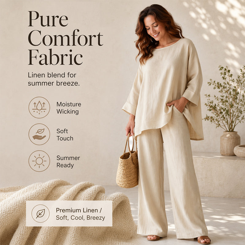 📢📢50%Rabatt!!!🎉✨ Solange der Vorrat reicht! 🌺Zweiteiliges Freizeit-Set für Damen aus Leinenmischung-4
