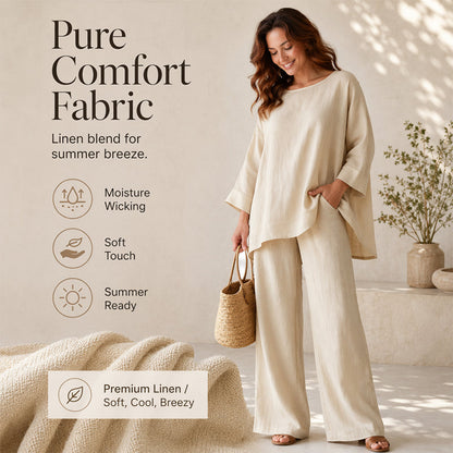 📢📢50%Rabatt!!!🎉✨ Solange der Vorrat reicht! 🌺Zweiteiliges Freizeit-Set für Damen aus Leinenmischung-4