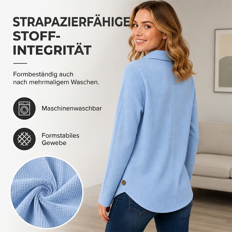 📢📢50%Rabatt!!!🎉✨Damen Strickoberteil mit Knöpfen und unregelmäßigem Saum-1
