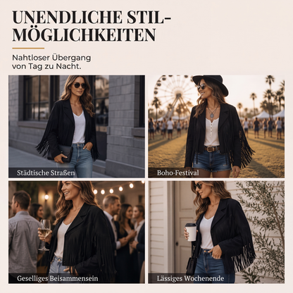 🍁Herbst-Favorit – 50 % Rabatt！⭐Lässige Fransenjacke für Damen mit langen Ärmeln-4
