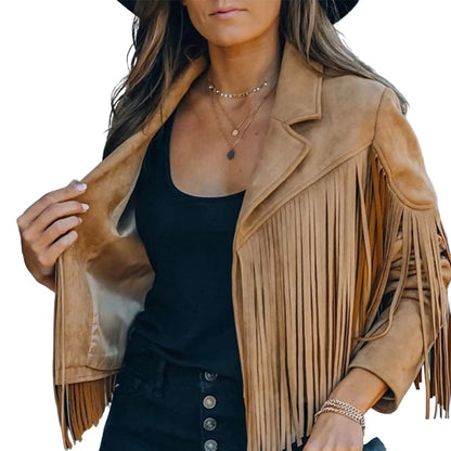 🍁Herbst-Favorit – 50 % Rabatt！⭐Lässige Fransenjacke für Damen mit langen Ärmeln-12