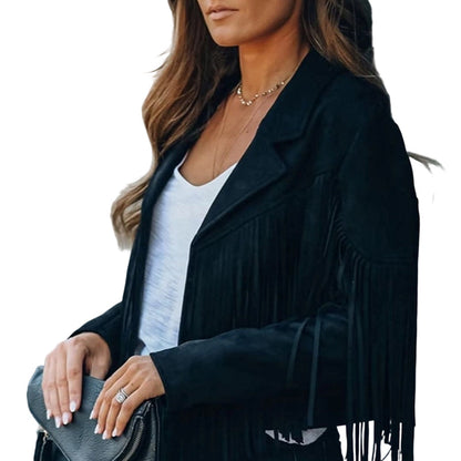 🍁Herbst-Favorit – 50 % Rabatt！⭐Lässige Fransenjacke für Damen mit langen Ärmeln-11
