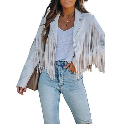 🍁Herbst-Favorit – 50 % Rabatt！⭐Lässige Fransenjacke für Damen mit langen Ärmeln-13