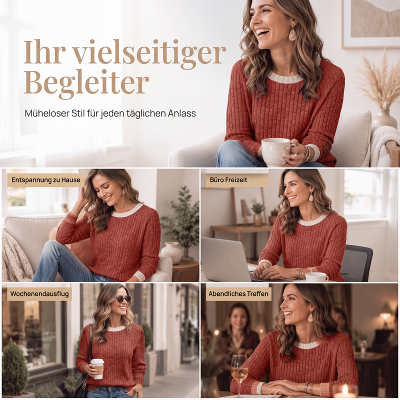 📢📢50%Rabatt!!!🎉✨Legerer Strick-Pullover mit Rundhalsausschnitt für Damen-5