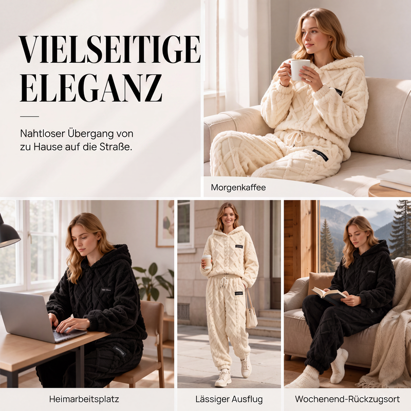 📢📢50%Rabatt!!!🎉✨Plüsch-Zopfmuster-Kapuzenpullover und -Hosen-Set für Damen-2