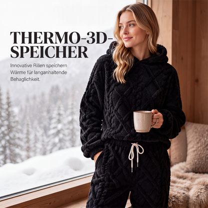 📢📢50%Rabatt!!!🎉✨Plüsch-Zopfmuster-Kapuzenpullover und -Hosen-Set für Damen-3
