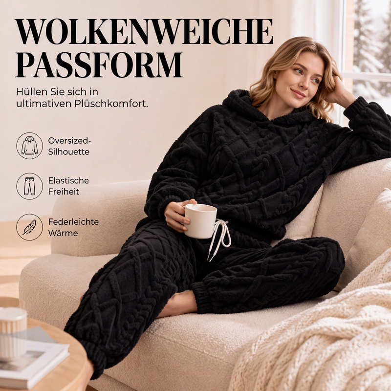 📢📢50%Rabatt!!!🎉✨Plüsch-Zopfmuster-Kapuzenpullover und -Hosen-Set für Damen-4