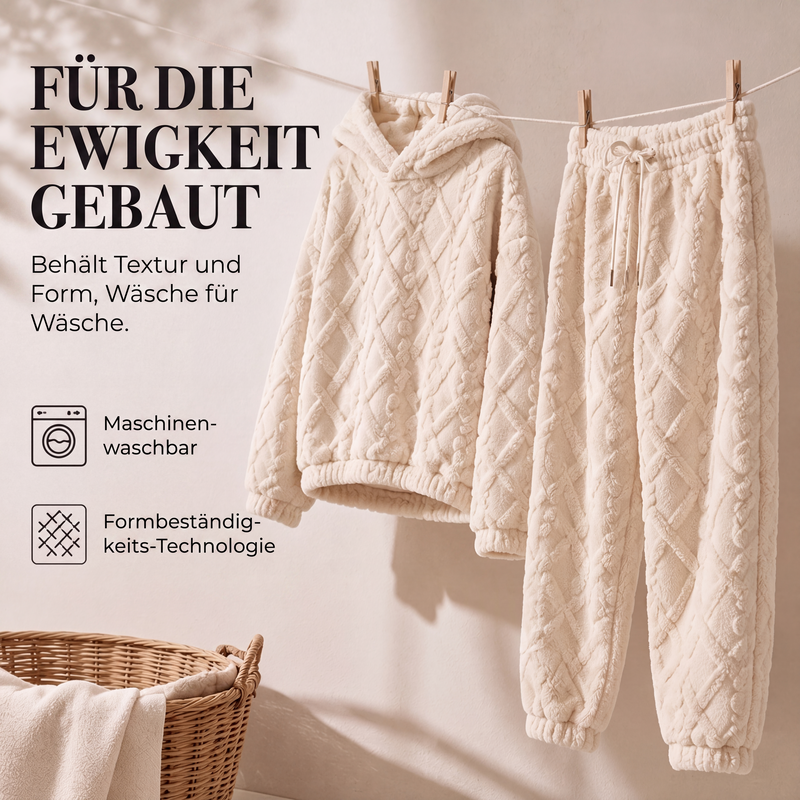 📢📢50%Rabatt!!!🎉✨Plüsch-Zopfmuster-Kapuzenpullover und -Hosen-Set für Damen-5