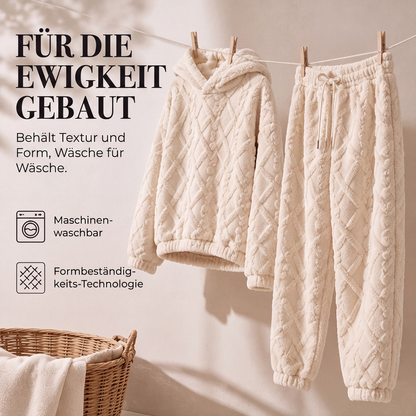 📢📢50%Rabatt!!!🎉✨Plüsch-Zopfmuster-Kapuzenpullover und -Hosen-Set für Damen-5