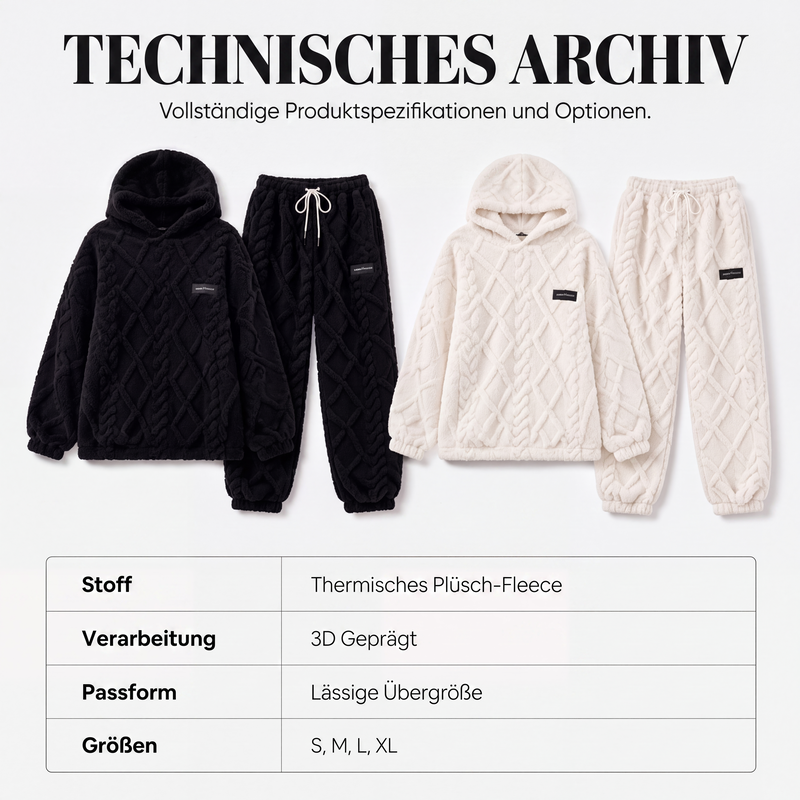 📢📢50%Rabatt!!!🎉✨Plüsch-Zopfmuster-Kapuzenpullover und -Hosen-Set für Damen-8