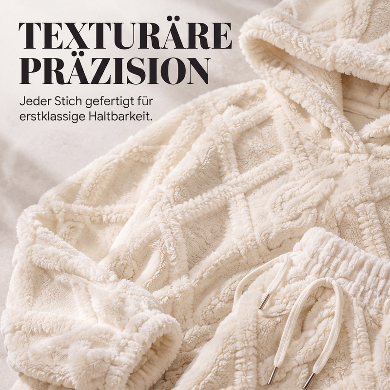 📢📢50%Rabatt!!!🎉✨Plüsch-Zopfmuster-Kapuzenpullover und -Hosen-Set für Damen-6