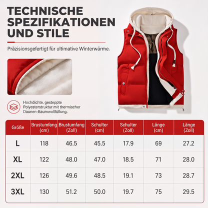 📢📢50%Rabatt!!!🎉✨Verdickte Winter-Steppweste mit Kapuze-7