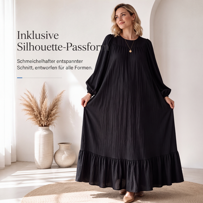 👗 50 % RABATT | Mühelose Eleganz für jeden Tag – Langarm-Maxi-Kleid mit Volantsaum-2