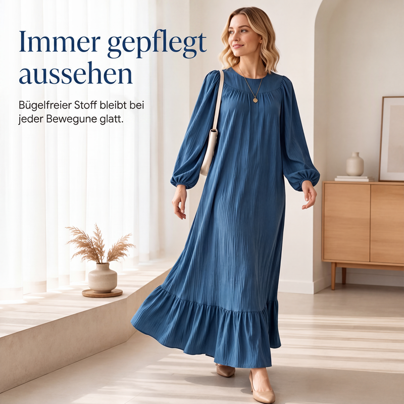 👗 50 % RABATT | Mühelose Eleganz für jeden Tag – Langarm-Maxi-Kleid mit Volantsaum-1