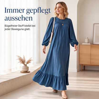 👗 50 % RABATT | Mühelose Eleganz für jeden Tag – Langarm-Maxi-Kleid mit Volantsaum-1