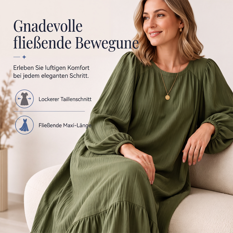 👗 50 % RABATT | Mühelose Eleganz für jeden Tag – Langarm-Maxi-Kleid mit Volantsaum-4