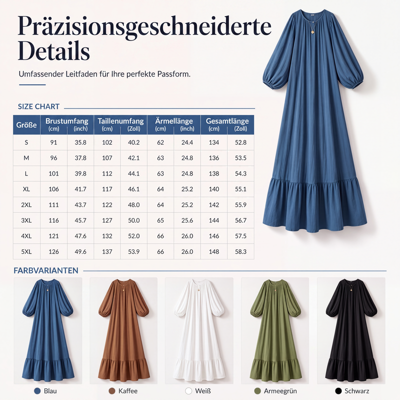 👗 50 % RABATT | Mühelose Eleganz für jeden Tag – Langarm-Maxi-Kleid mit Volantsaum-7