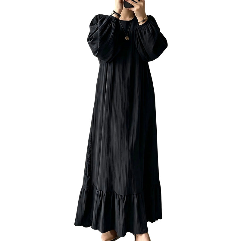 👗 50 % RABATT | Mühelose Eleganz für jeden Tag – Langarm-Maxi-Kleid mit Volantsaum-9