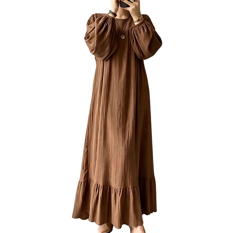 👗 50 % RABATT | Mühelose Eleganz für jeden Tag – Langarm-Maxi-Kleid mit Volantsaum-12