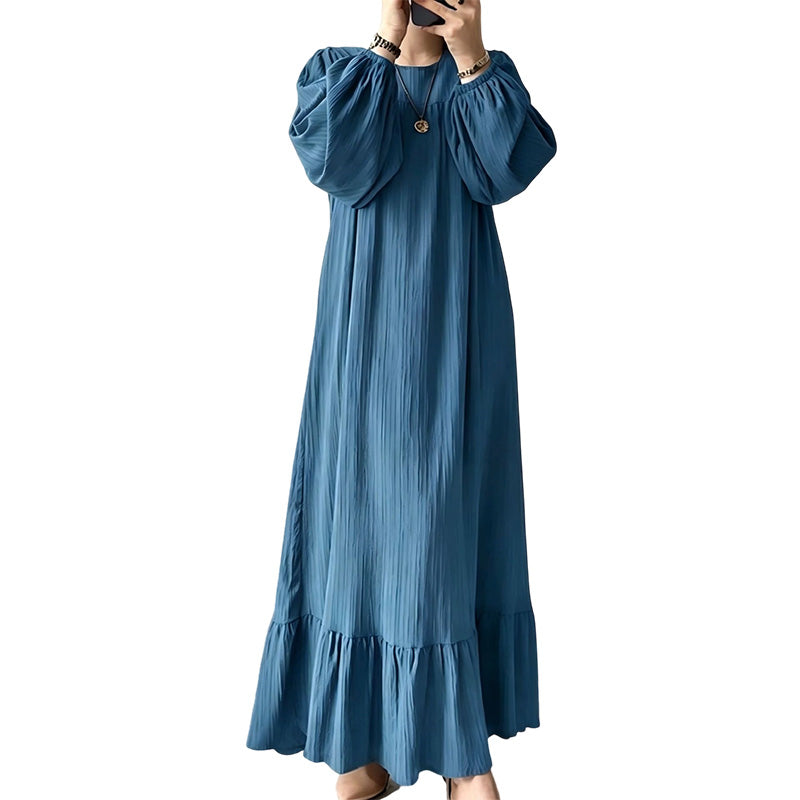 👗 50 % RABATT | Mühelose Eleganz für jeden Tag – Langarm-Maxi-Kleid mit Volantsaum-11