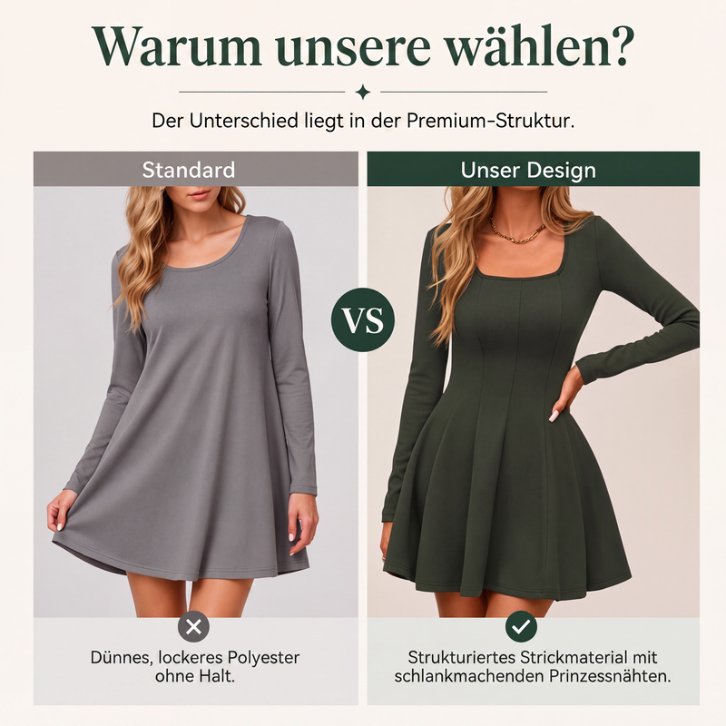 Langarm-Minikleid mit U-Boot-Ausschnitt für Damen-5
