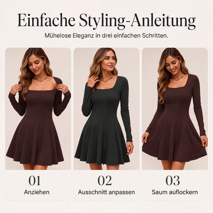 Langarm-Minikleid mit U-Boot-Ausschnitt für Damen-8