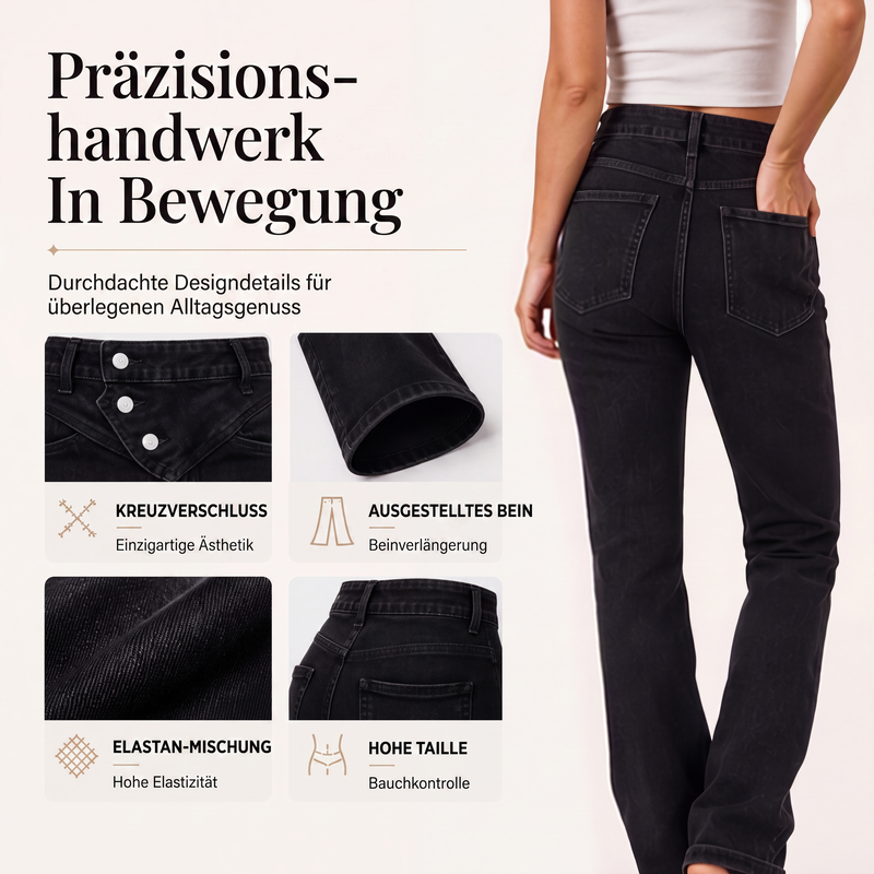 Taillenhohe asymmetrische Crossover-Jeans für Damen-1