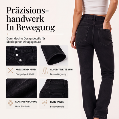 Taillenhohe asymmetrische Crossover-Jeans für Damen-1