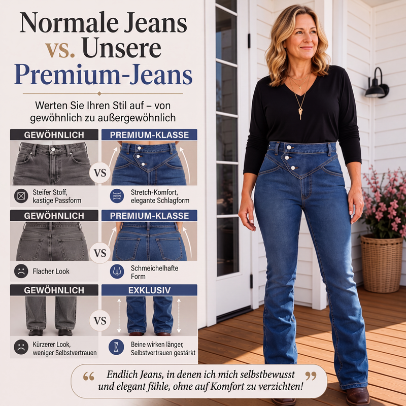 Taillenhohe asymmetrische Crossover-Jeans für Damen-2