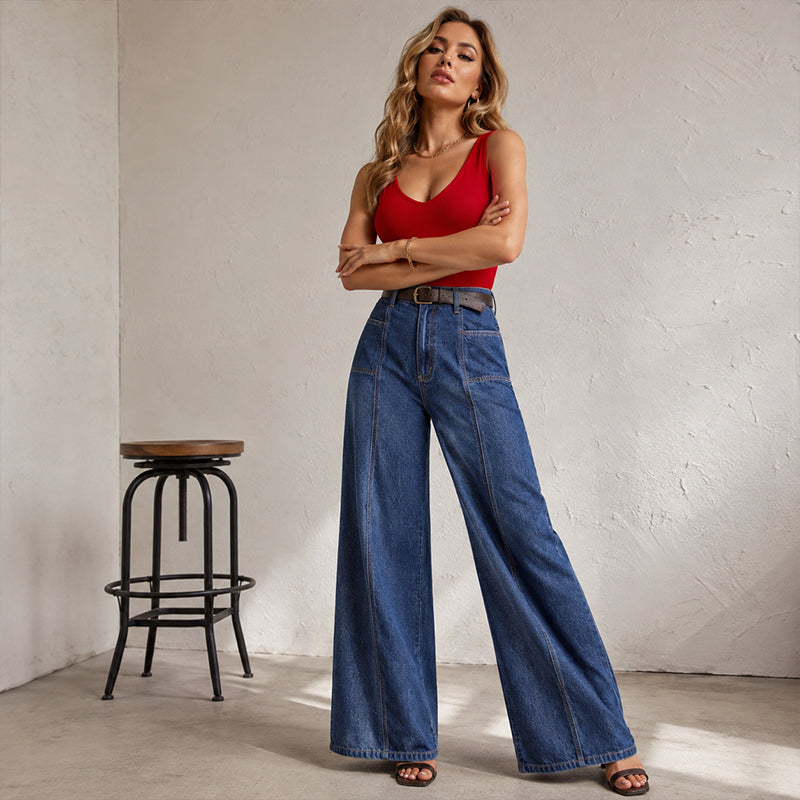 📢📢50%Rabatt!!!🎉✨Legere Hochhaus-Jeans mit weitem Bein für Damen-1