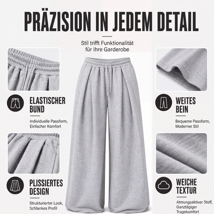 Legere plissierte Weite-Bein-Sweathose für Damen-1