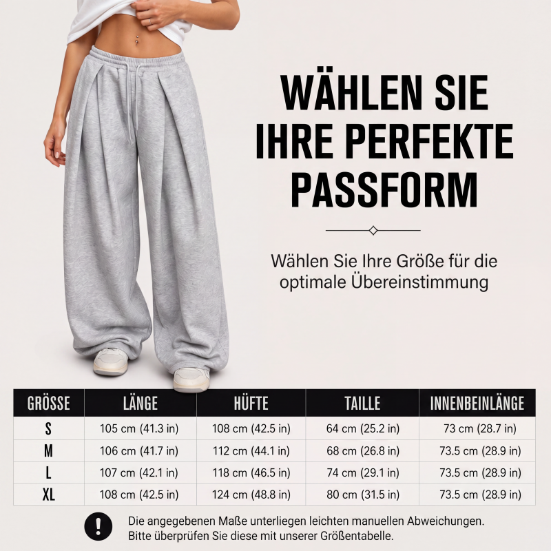 Legere plissierte Weite-Bein-Sweathose für Damen-2