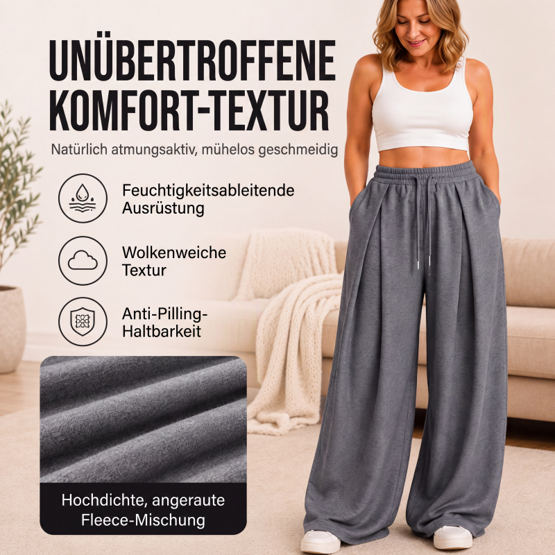 Legere plissierte Weite-Bein-Sweathose für Damen-4