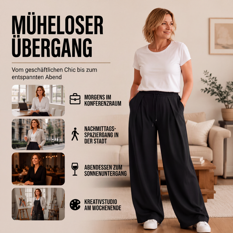 Legere plissierte Weite-Bein-Sweathose für Damen-5