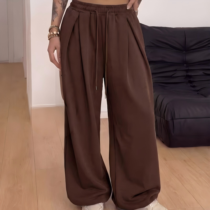 Legere plissierte Weite-Bein-Sweathose für Damen-12