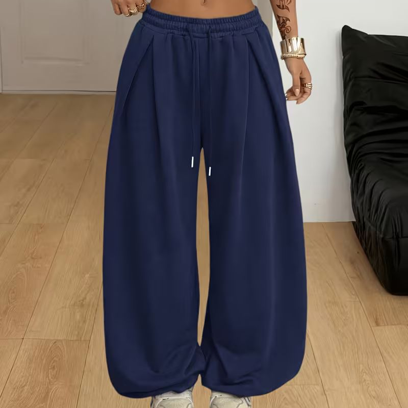 Legere plissierte Weite-Bein-Sweathose für Damen-8