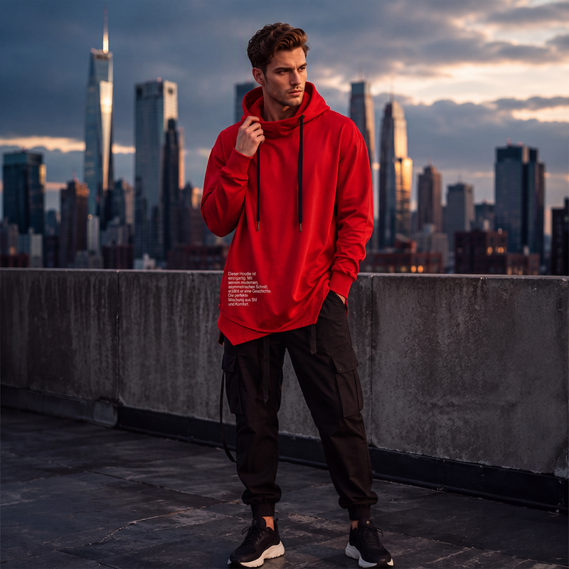 👕 50 % RABATT | Lässig, bequem & besonders – Herren Hoodie mit High-Low-Saum-5