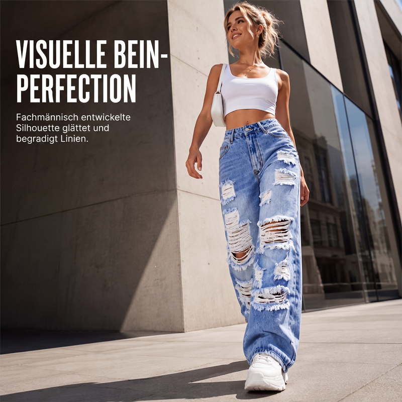 📢📢50%Rabatt!!!🎉⭐Weite Jeans für Damen mit Rissen, Destroyed-Effekt und hoher Taille-1
