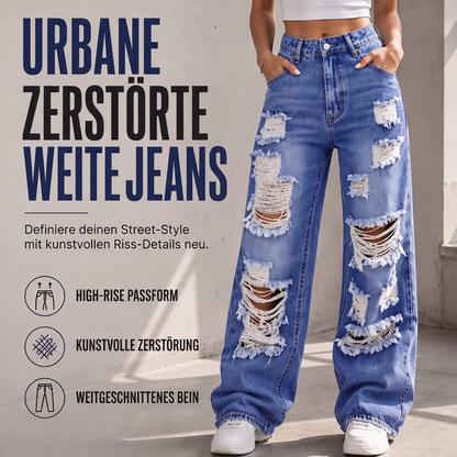 📢📢50%Rabatt!!!🎉⭐Weite Jeans für Damen mit Rissen, Destroyed-Effekt und hoher Taille-2