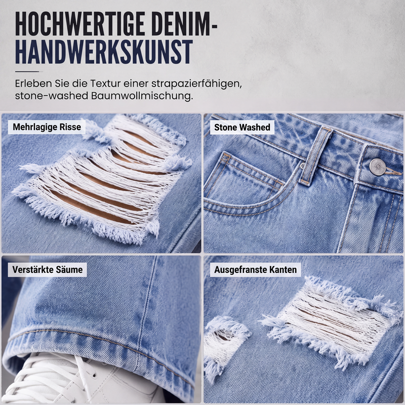📢📢50%Rabatt!!!🎉⭐Weite Jeans für Damen mit Rissen, Destroyed-Effekt und hoher Taille-5