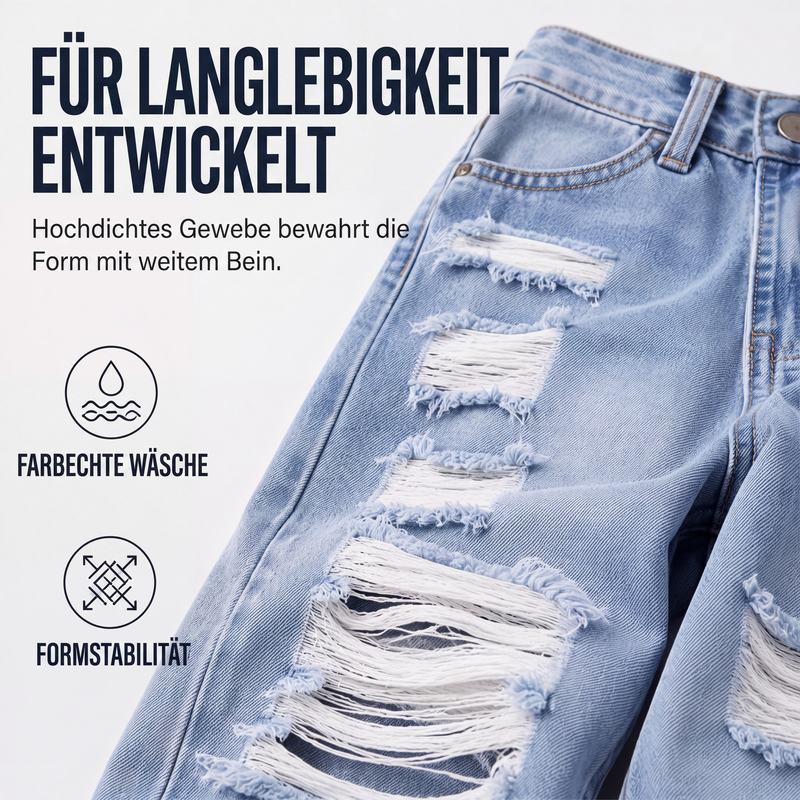 📢📢50%Rabatt!!!🎉⭐Weite Jeans für Damen mit Rissen, Destroyed-Effekt und hoher Taille-6
