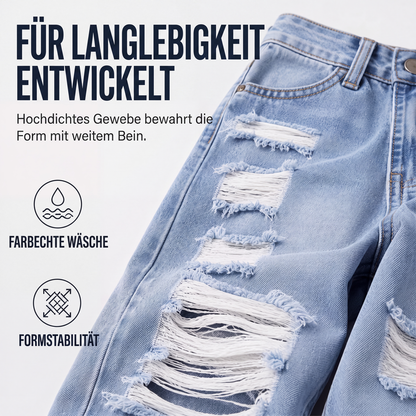 📢📢50%Rabatt!!!🎉⭐Weite Jeans für Damen mit Rissen, Destroyed-Effekt und hoher Taille-6