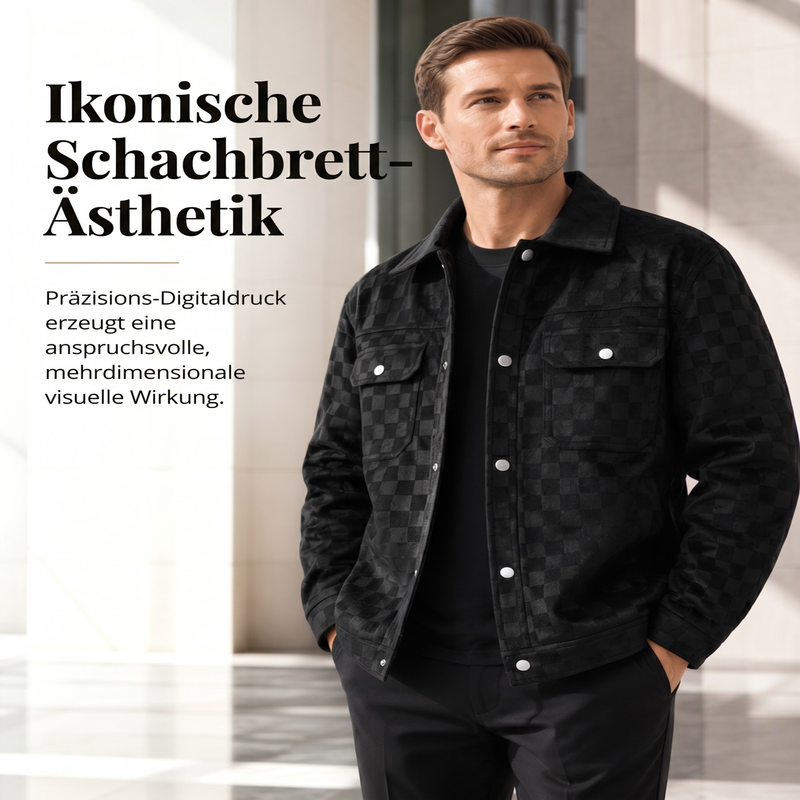 🎉Herbst-Special – 50 % Rabatt！🧥Herrenjacke aus Kunstwildleder mit Schachbrettmuster-2
