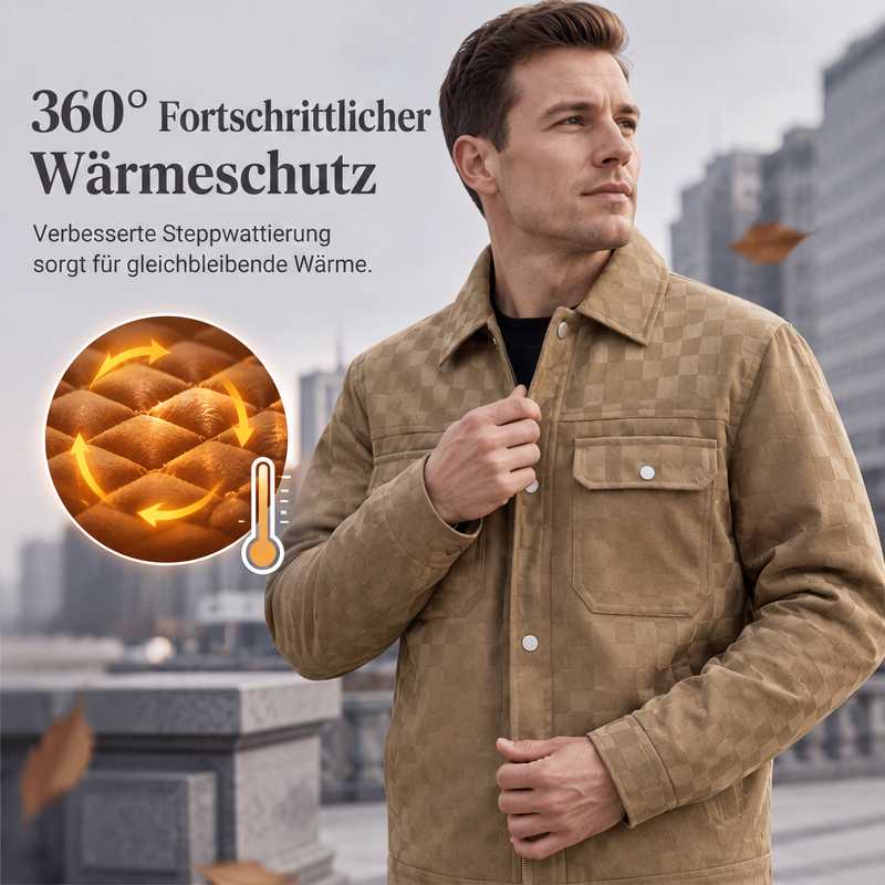 🎉Herbst-Special – 50 % Rabatt！🧥Herrenjacke aus Kunstwildleder mit Schachbrettmuster-3