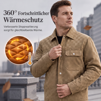 🎉Herbst-Special – 50 % Rabatt！🧥Herrenjacke aus Kunstwildleder mit Schachbrettmuster-3
