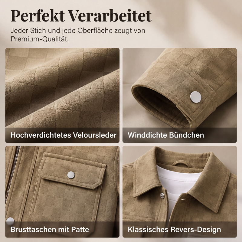 🎉Herbst-Special – 50 % Rabatt！🧥Herrenjacke aus Kunstwildleder mit Schachbrettmuster-5