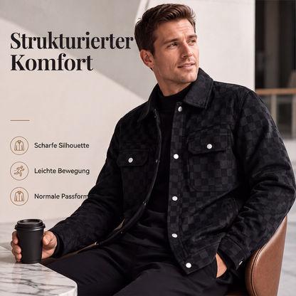 🎉Herbst-Special – 50 % Rabatt！🧥Herrenjacke aus Kunstwildleder mit Schachbrettmuster-6
