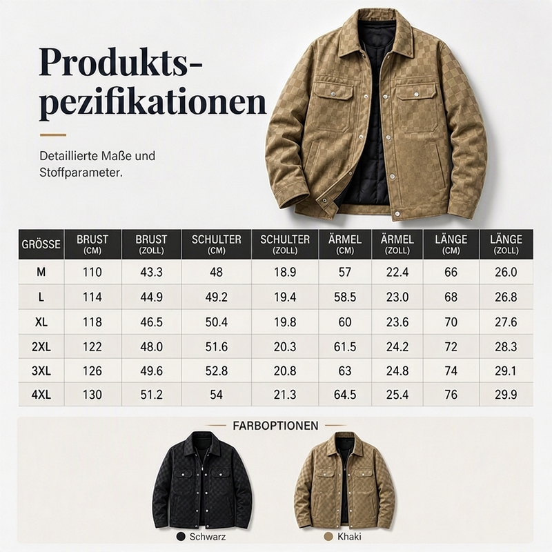 🎉Herbst-Special – 50 % Rabatt！🧥Herrenjacke aus Kunstwildleder mit Schachbrettmuster-8