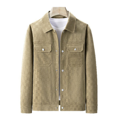 🎉Herbst-Special – 50 % Rabatt！🧥Herrenjacke aus Kunstwildleder mit Schachbrettmuster-11